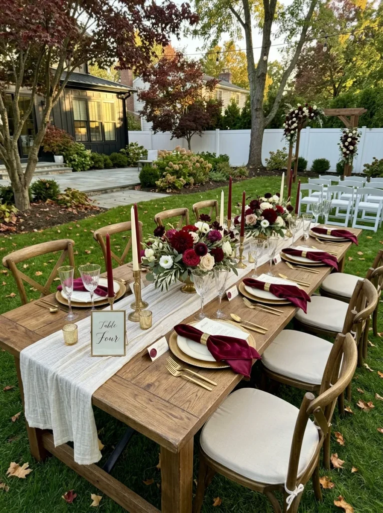 12 Moody Backyard Wedding Palettes: Plum, Merlot, and Olive Tones