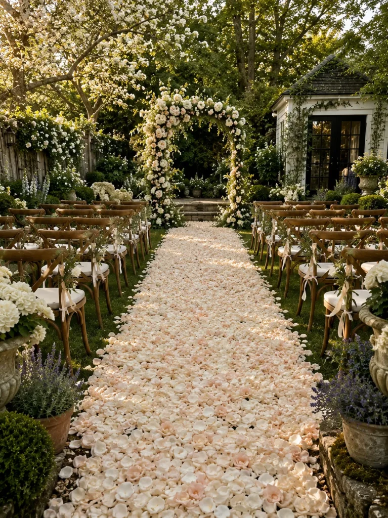 14 Aisle Design Concepts for Backyard Vows: Petals, Lanterns, and Fabric Runners