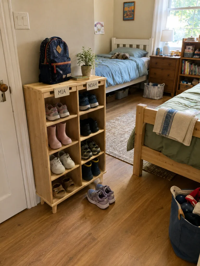 How to Organize Kids’ Shoes in a Shared Bedroom: 13 Easy Ideas