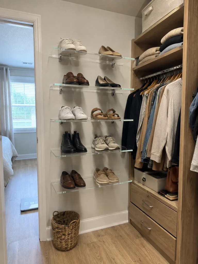 15 Floating Shoe Shelf Ideas for Walk-In Closets